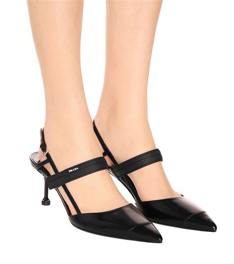 prada black slingback|prada heels price.